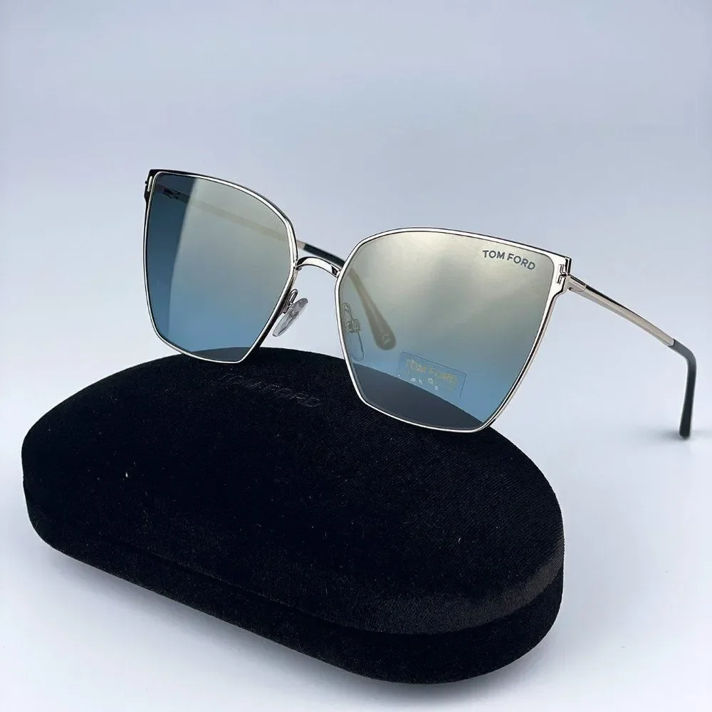 NEW Tom Ford FT0653/S 28V Gold Rose Blue Mirrored Metal Cat Eye Women Sunglasse